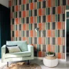 Vliestapete Rasch Patchwork Stoff orange blau 484458