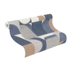 Vliestapete Rasch Retro Grafik Blau Grau Beige 866544