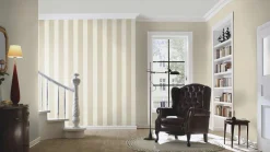Vliestapete Rasch Streifen Beige Creme 633450