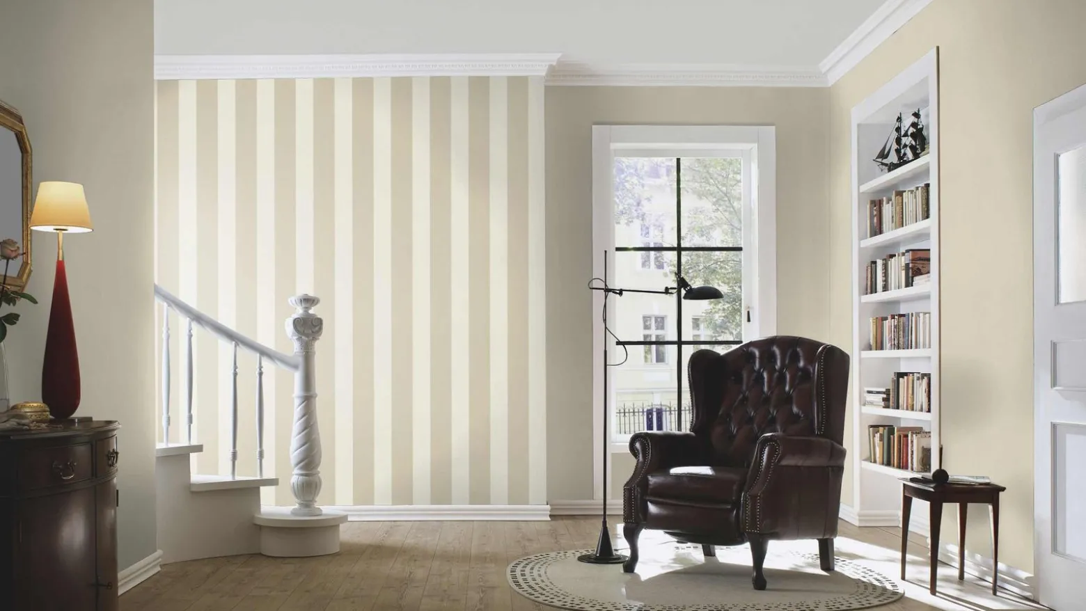 Vliestapete Rasch Streifen Beige Creme 633450