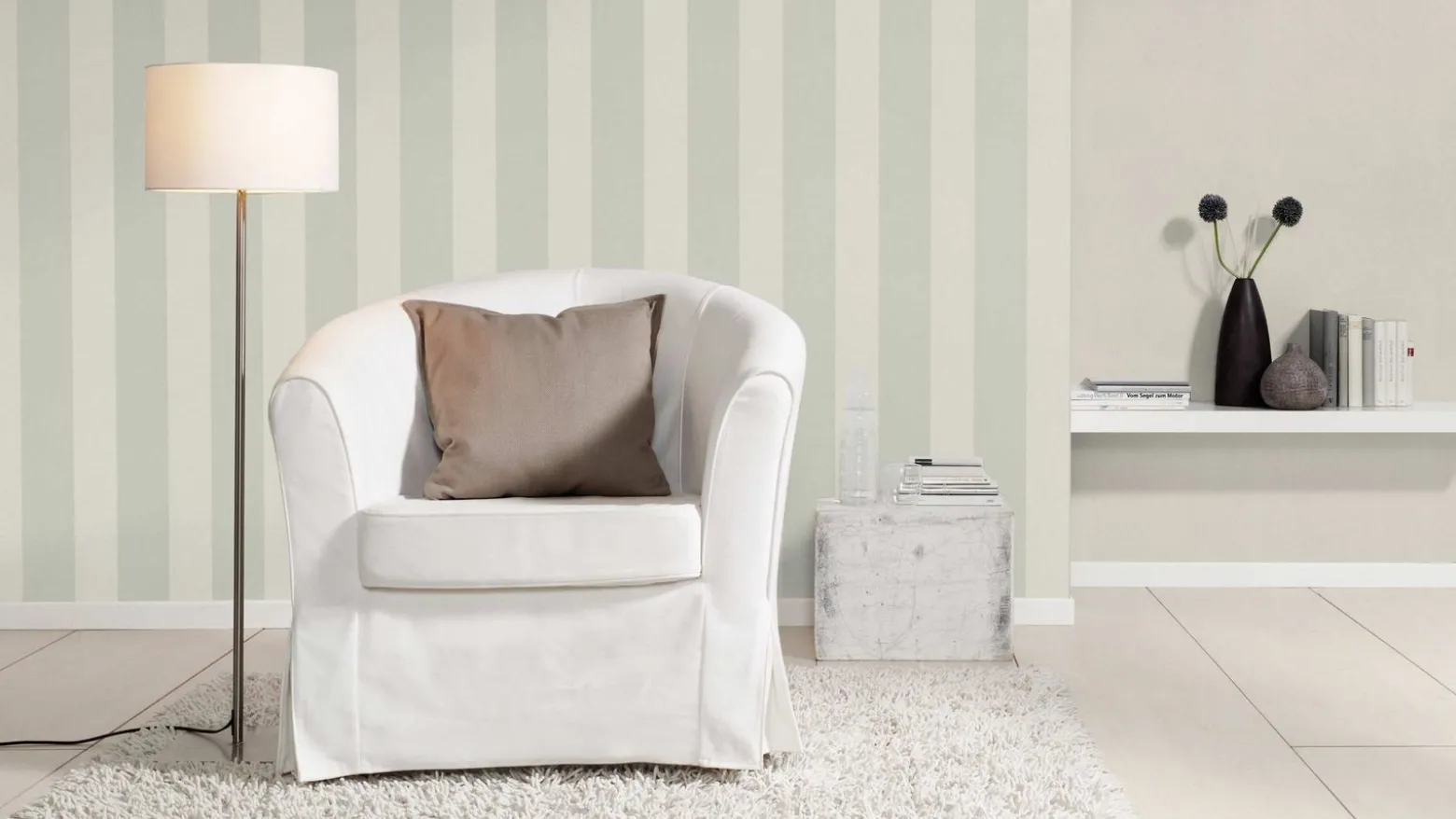 Vliestapete Rasch Streifen Grau Beige 633474