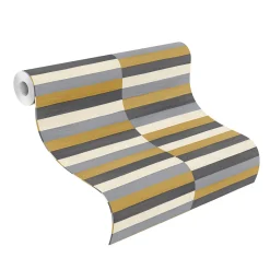 Vliestapete Rasch Streifen Leder-Optik gold Glanz 418729