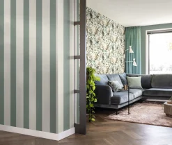 Vliestapete Rasch Uni Leinen blau-grau 484595