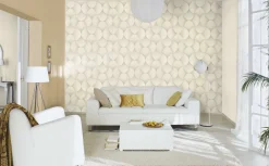 Vliestapete Rasch Uni Struktur Beige Creme Metallic 608656