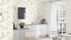 Vliestapete Rasch Uni Vintage-Stil hellgrau 402353