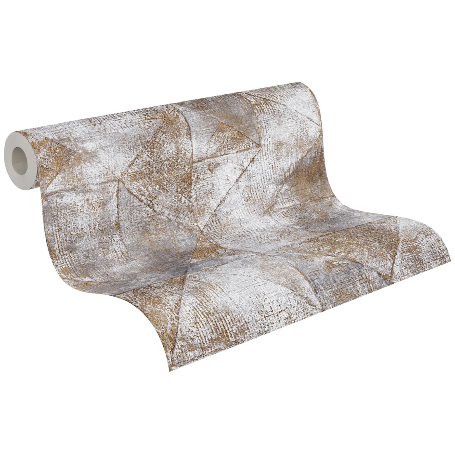 Vliestapete Rauten Muster Grau Gold Metallic 38976-4