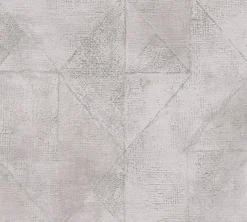 Vliestapete Rauten Muster Grau Silber Metallic 38976-1