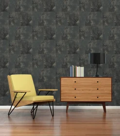 Vliestapete Rauten Muster Schwarz Gold Metallic 38976-7