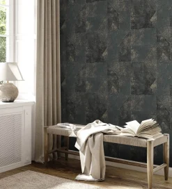 Vliestapete Rauten Muster Schwarz Gold Metallic 38976-7