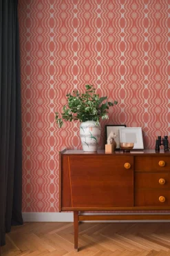 Vliestapete Rauten Oval Grafik Lila Apricot 39534-4