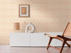 Vliestapete Rauten Oval Grafik Rosa Beige 39534-5