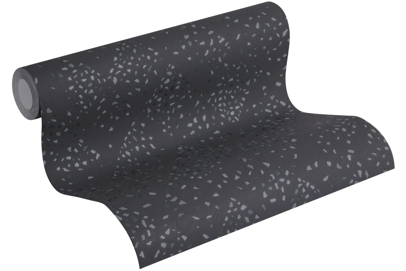 Vliestapete Rauten schwarz silber grün Glanz 37394-5