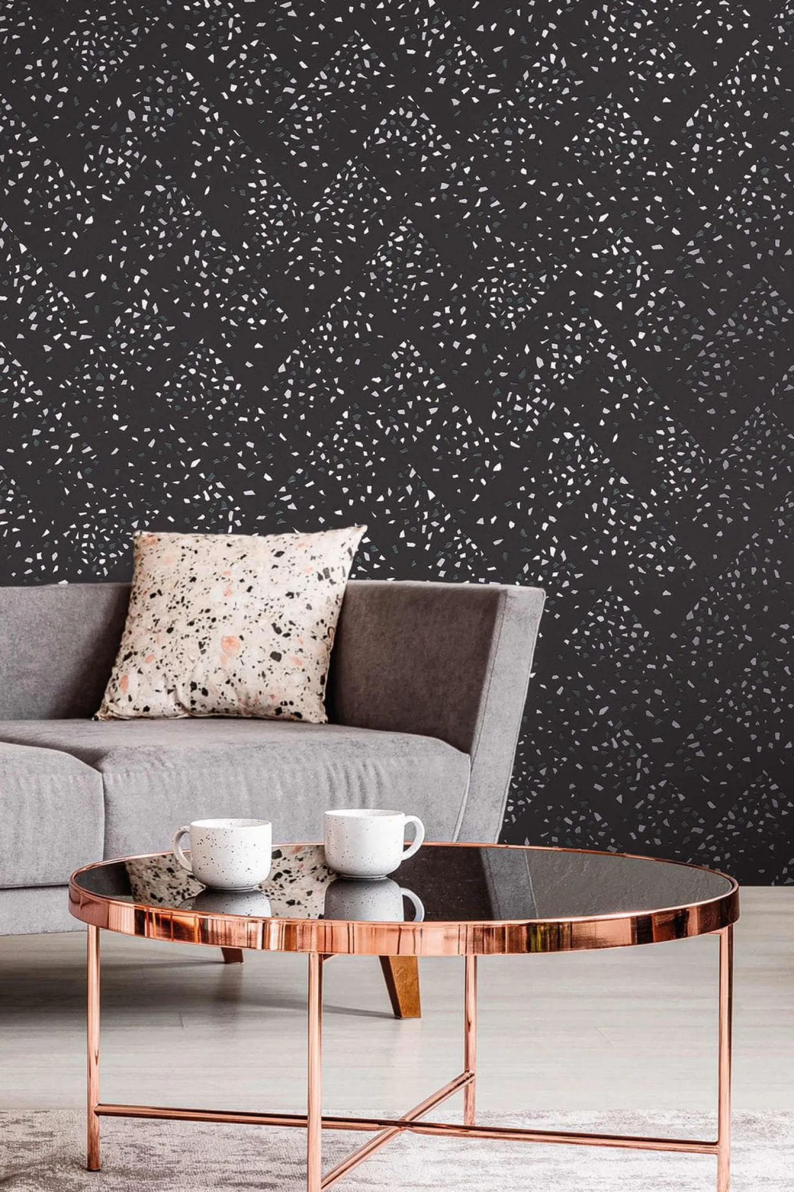Vliestapete Rauten schwarz silber grün Glanz 37394-5