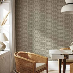 Vliestapete Rauten Sisaloptik 3D-Effekt Beige Grau 45744