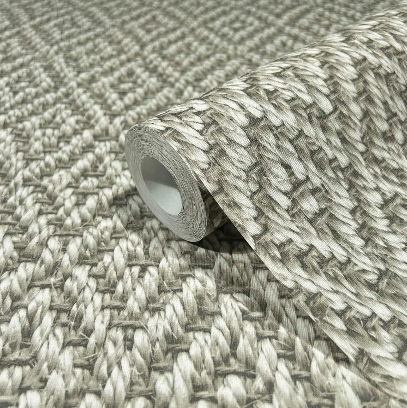 Vliestapete Rauten Sisaloptik 3D-Effekt Beige Grau 45744