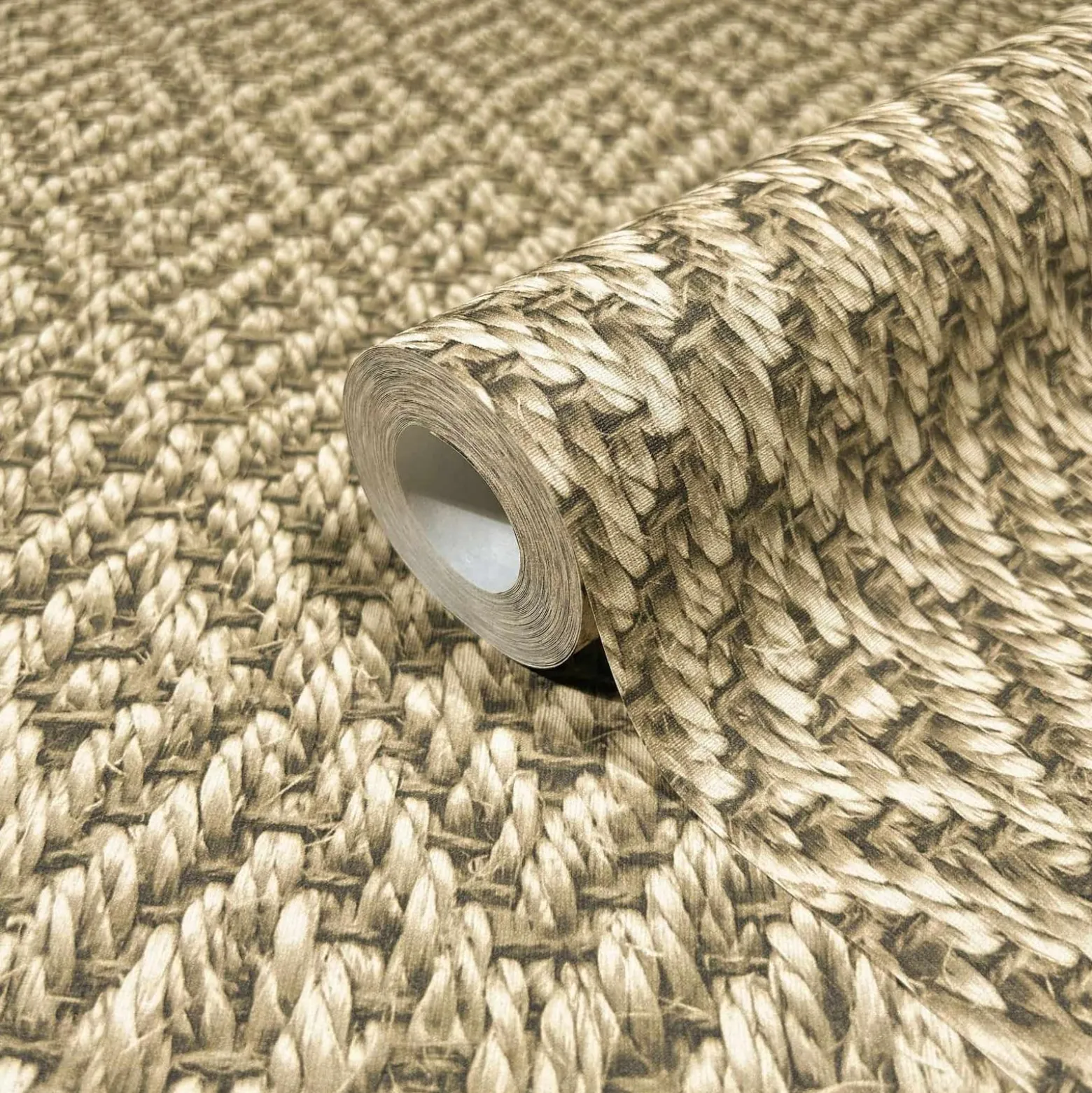 Vliestapete Rauten Sisaloptik 3D-Effekt Beige 45745