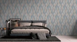 Vliestapete Rauten Streifen Grafik Blau Beige 39104-1