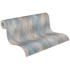Vliestapete Rauten Streifen Grafik Blau Beige 39104-1