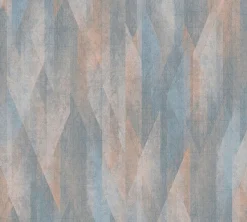 Vliestapete Rauten Streifen Grafik Blau Beige 39104-1