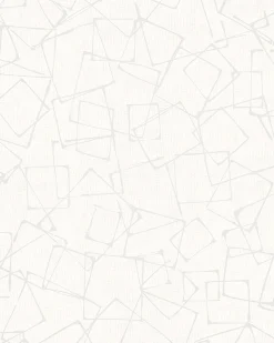 Vliestapete Rechtecke Grafik weiß silber Glanz 6745-40