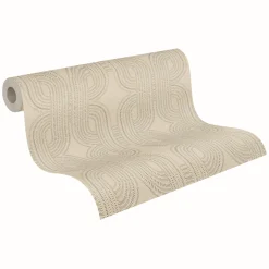 Vliestapete Retro Beige Silber Gold Metallic 39937-1