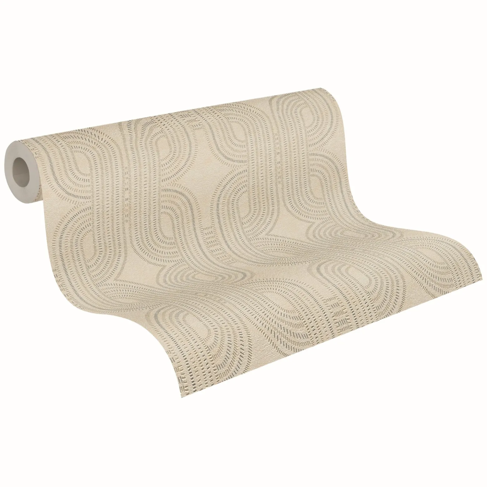 Vliestapete Retro Beige Silber Gold Metallic 39937-1