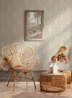 Vliestapete Retro Beige Silber Gold Metallic 39937-1
