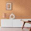Vliestapete Retro Fächer Grafik Braun Orange 39538-4
