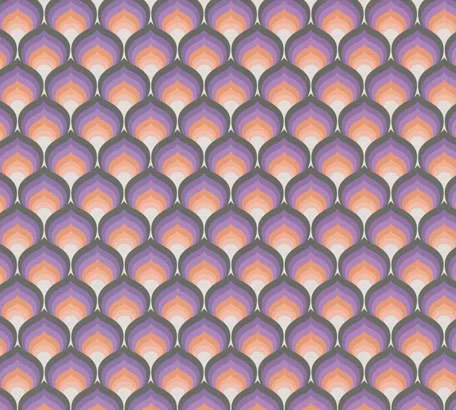 Vliestapete Retro Fächer Grafik Orange Lila 39538-2