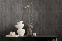 Vliestapete Retro Schwarz Gold Silber Metallic 39937-4
