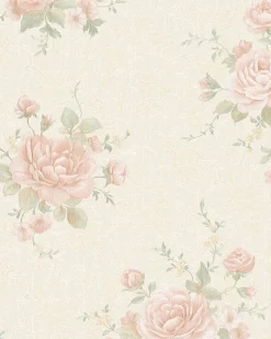 Vliestapete Rosen Vintage cremebeige rosa Glanz 30613