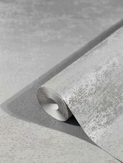Vliestapete Sand-Struktur Uni dunkelgrau Glanz 32509