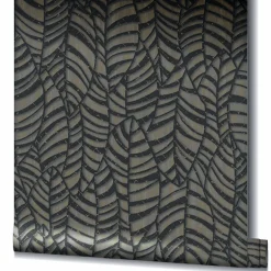 Vliestapete Schwarz Kupfer Blatt Muster Marburg 32975
