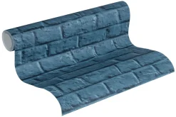 Vliestapete Steinmauer blau 36912-3