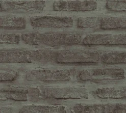 Vliestapete Steinmauer dunkelgrau schwarz 37422-3