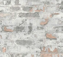 Vliestapete Steinmauer Vintage grau orange 36929-2