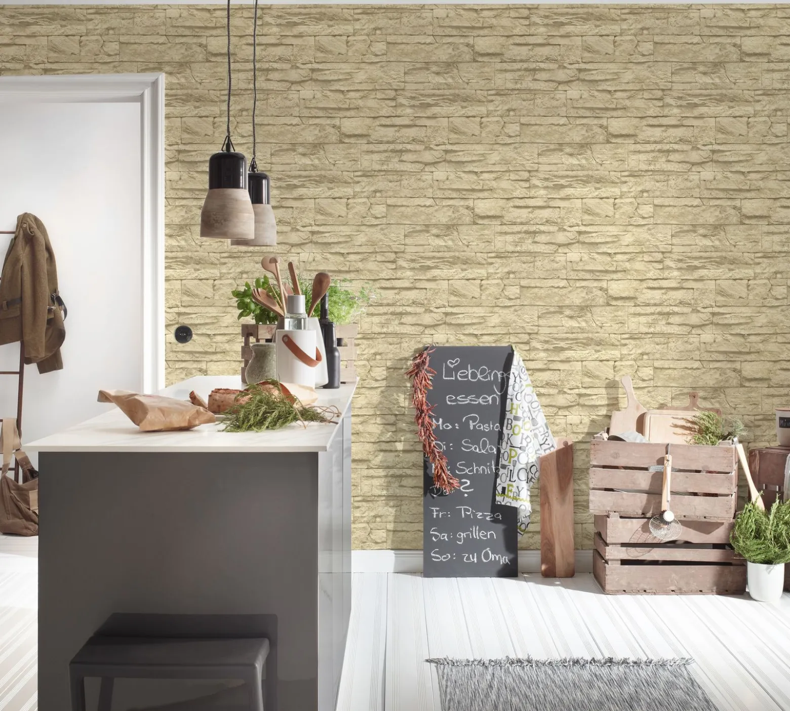 Vliestapete Stein-Optik Naturstein beige AS Creation
