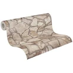 Vliestapete Stein Wand Optik Grau Beige 3893-43
