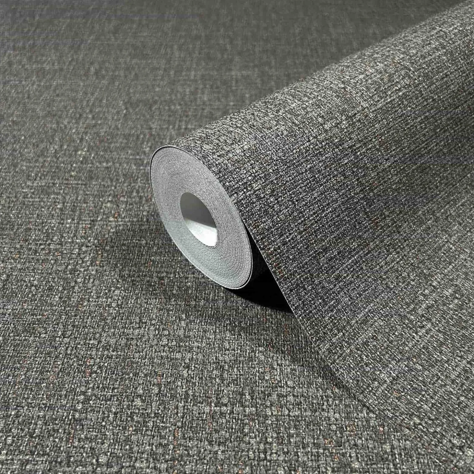 Vliestapete Stoff Optik Anthrazit Kupfer Metallic 86537