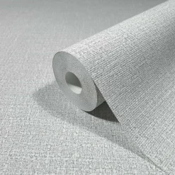 Vliestapete Stoff Optik Hellgrau Creme Glanz 86533