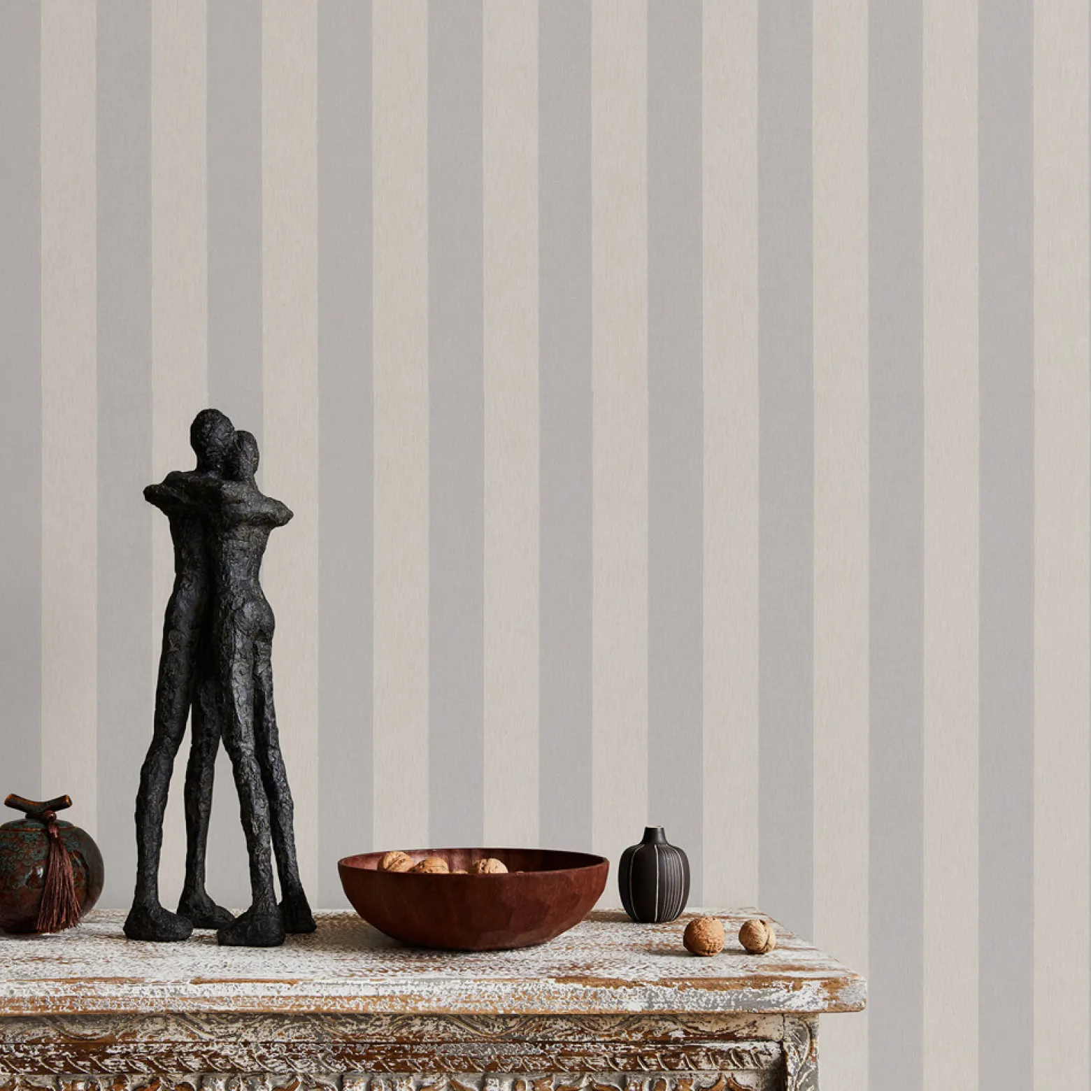 Vliestapete Streifen Beige Grau Metallic 10290-37