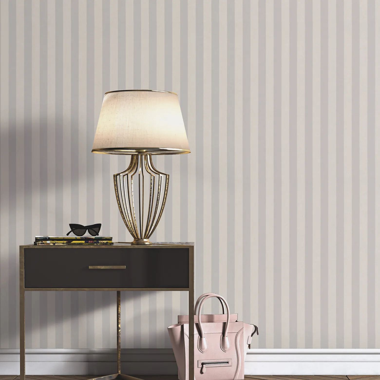 Vliestapete Streifen Beige Grau Metallic 10290-37