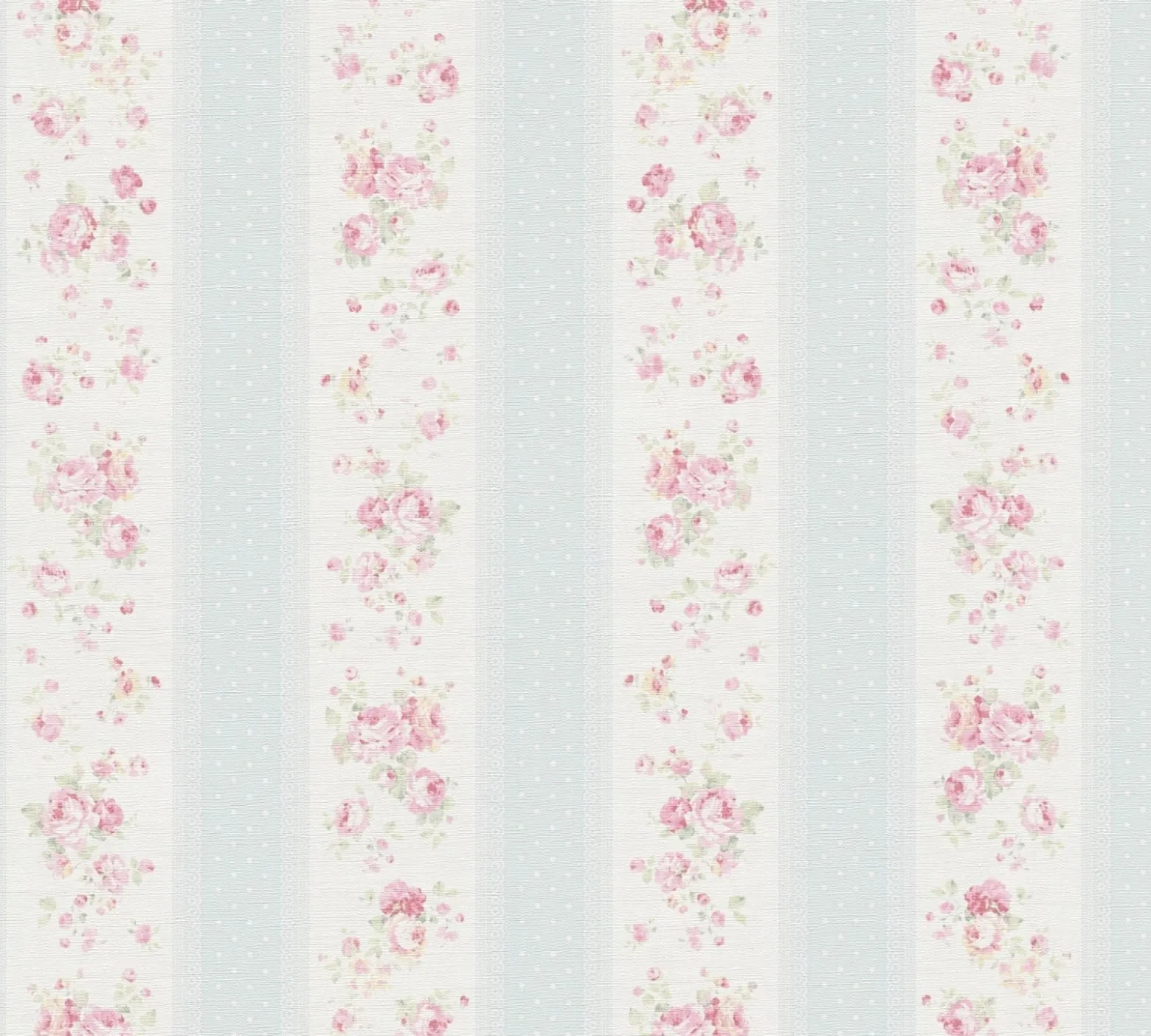 Vliestapete Streifen Blumen Punkte Blau Weiß Rosa 39069-1