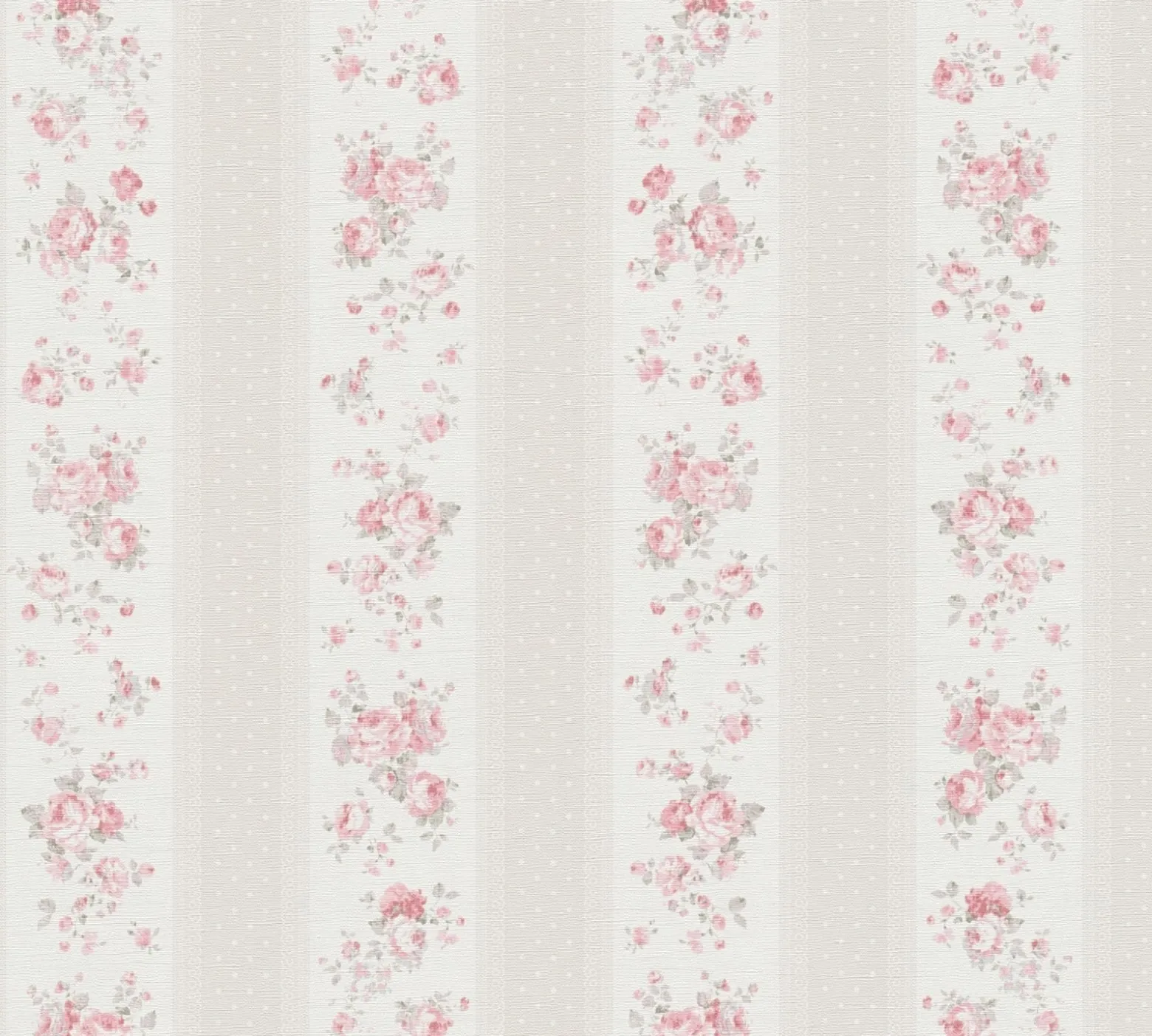 Vliestapete Streifen Blumen Punkte Beige Rosa 39069-4