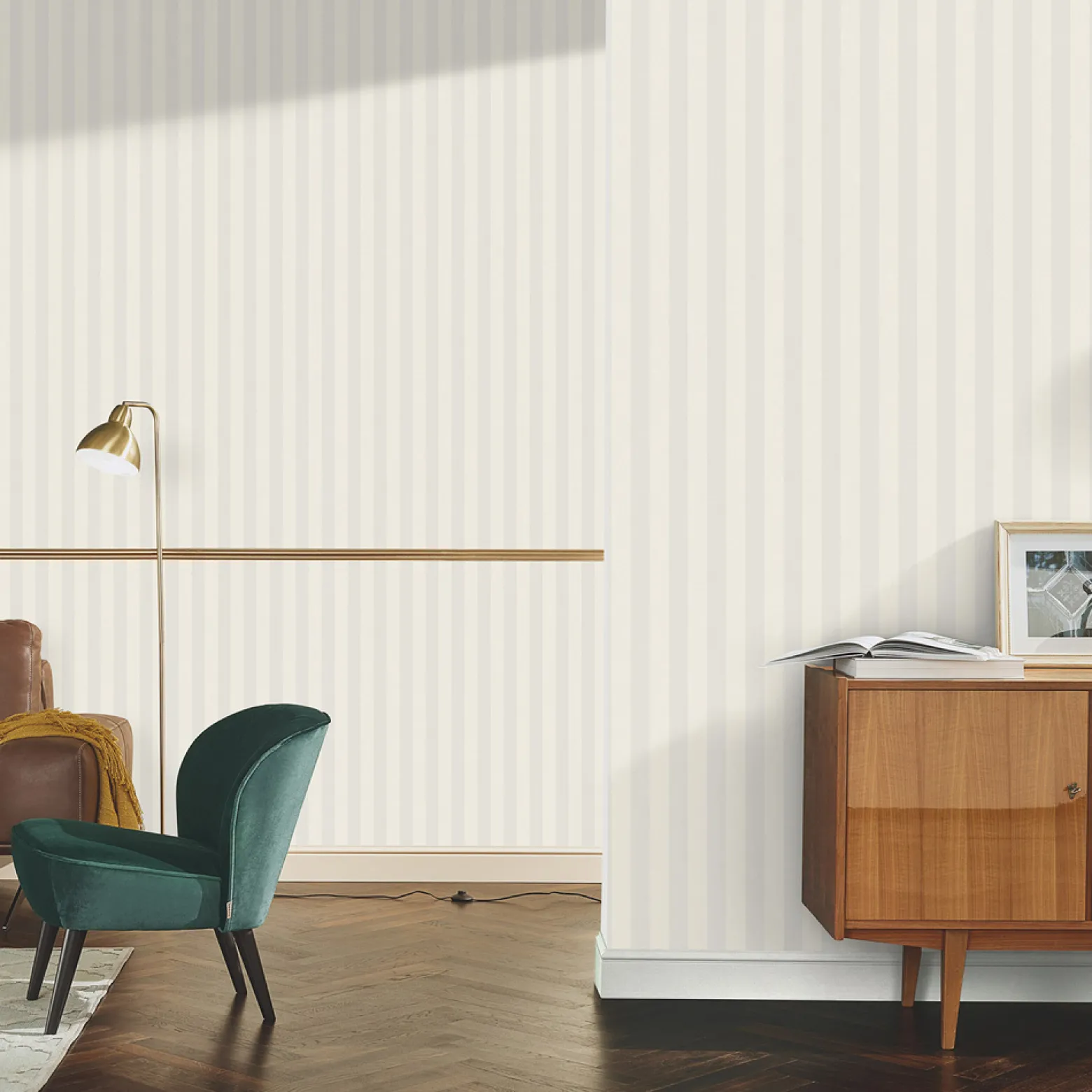 Vliestapete Streifen Creme Grau Metallic 10290-14