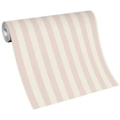 Vliestapete Streifen Creme Rosa Metallic 10290-05