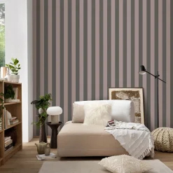 Vliestapete Streifen Grau Rosegold Metallic 10361-48
