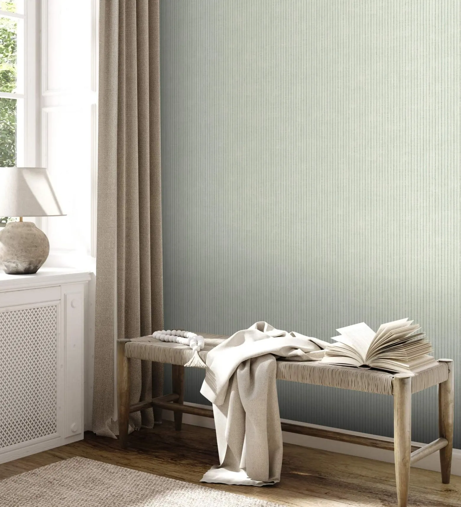 Vliestapete Streifen Landhausstil Grün Grau 39076-5