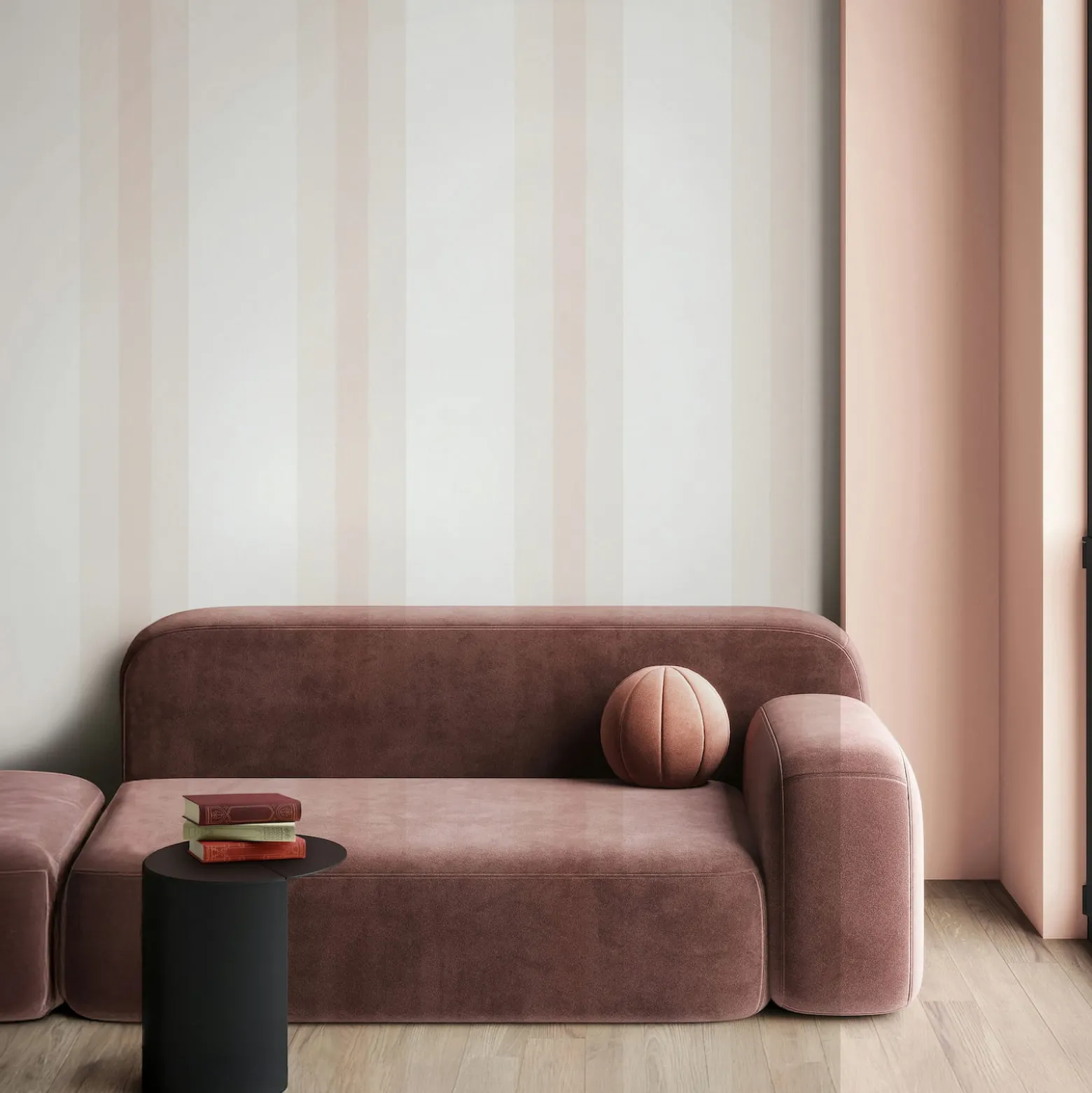 Vliestapete Streifen Muster Modern Weiß Rosa 82561
