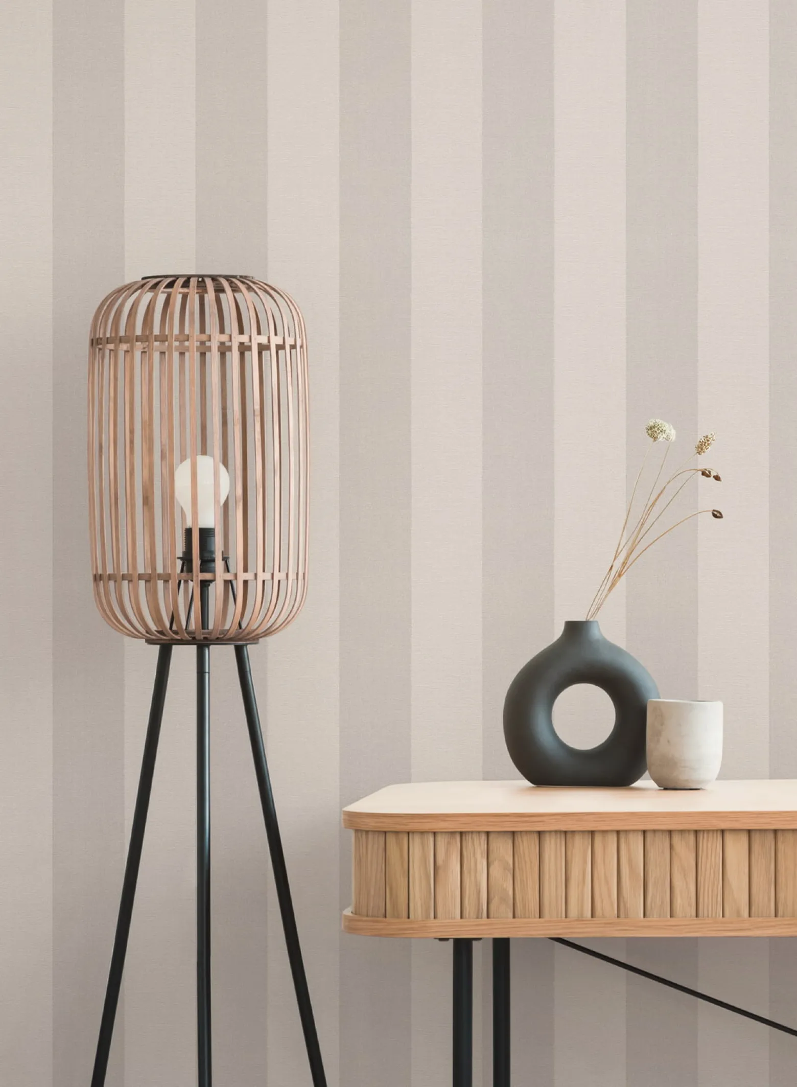 Vliestapete Streifen Struktur Grau Beige 3979-73